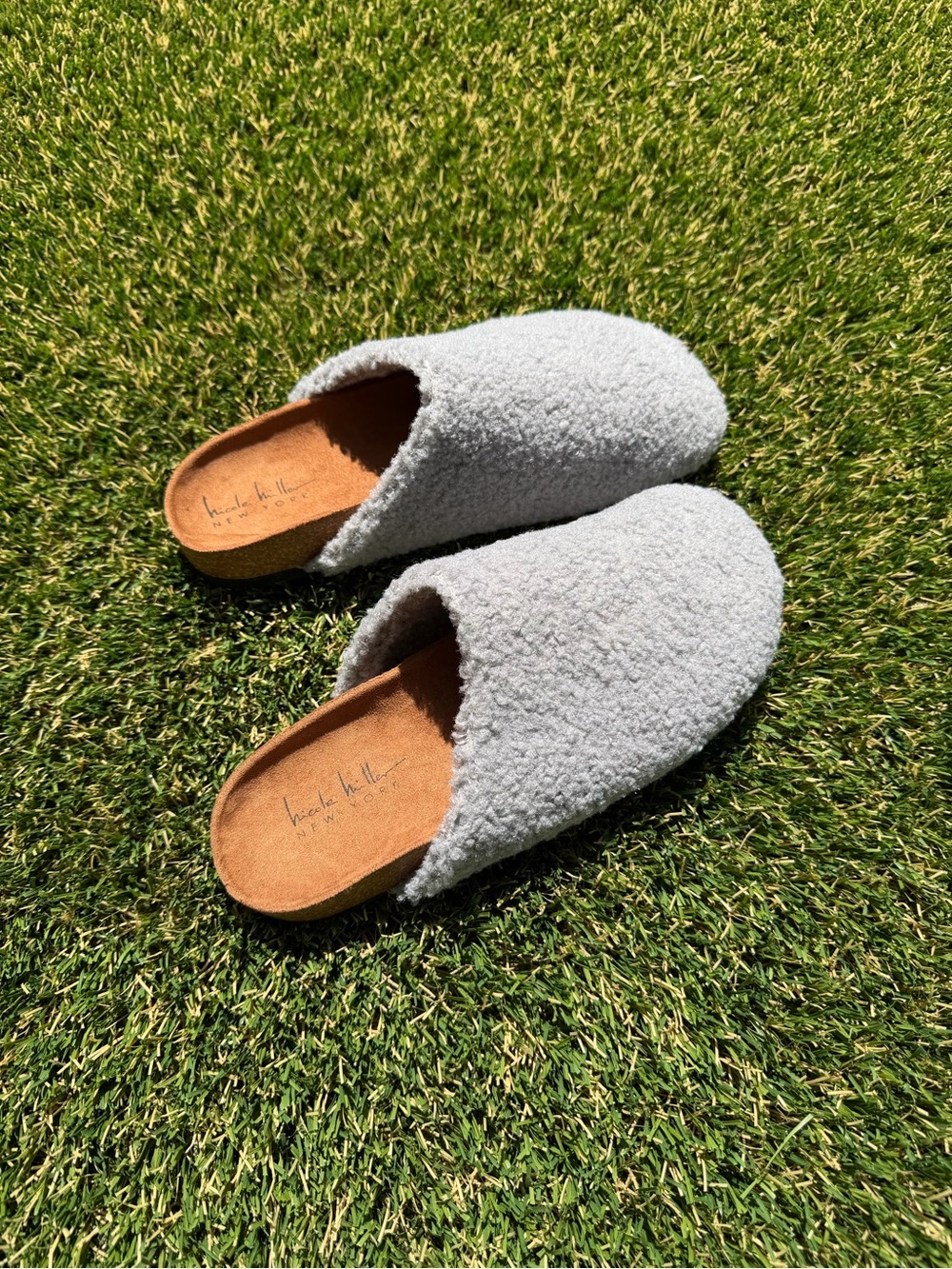 Nicole Miller Light Gray Sherpa Mule Clogs